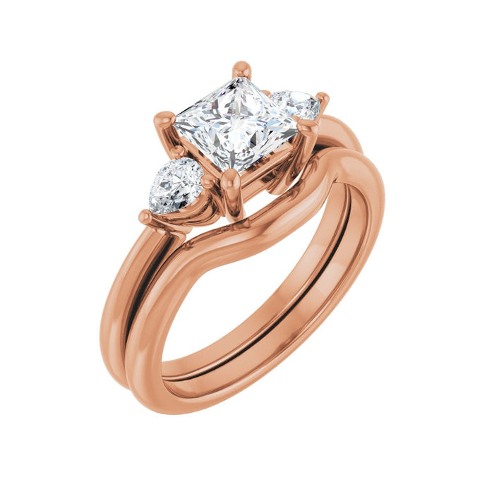 14K Rose Gold 5.5 x 5.5 mm Square 1/4 CTW Lab-Grown Diamond Semi-Set Engagement Ring