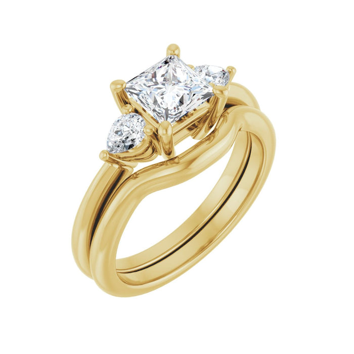 14K Yellow Gold 5.5 x 5.5 mm Square 1/4 CTW Lab-Grown Diamond Semi-Set Engagement Ring