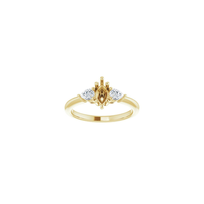 14K Yellow Gold 7 x 3.5 mm Marquise 1/4 CTW Lab-Grown Diamond Semi-Set Engagement Ring