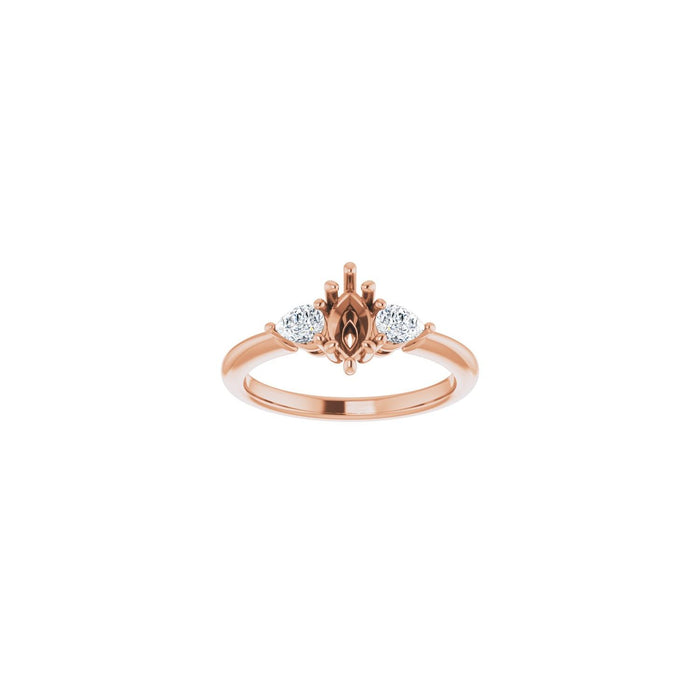 14K Rose Gold 7 x 3.5 mm Marquise 1/4 CTW Lab-Grown Diamond Semi-Set Engagement Ring