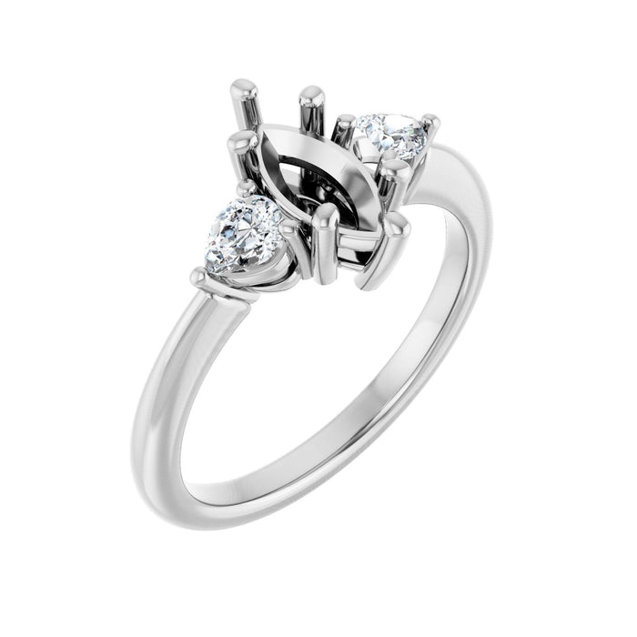 14K White Gold 9 x 4.5 mm Marquise 1/4 CTW Lab-Grown Diamond Semi-Set Engagement Ring