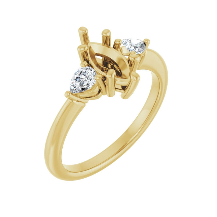 14K Yellow Gold 9 x 4.5 mm Marquise 1/4 CTW Lab-Grown Diamond Semi-Set Engagement Ring
