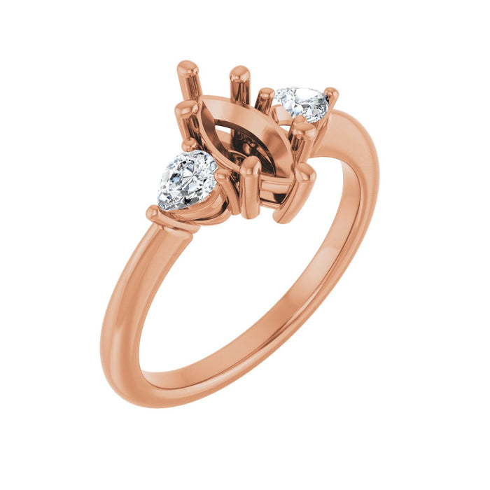 14K Rose Gold 9 x 4.5 mm Marquise 1/4 CTW Lab-Grown Diamond Semi-Set Engagement Ring