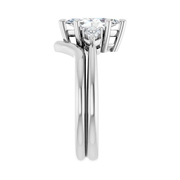 Platinum 10 x 5 mm Marquise 1/4 CTW Lab-Grown Diamond Semi-Set Engagement Ring