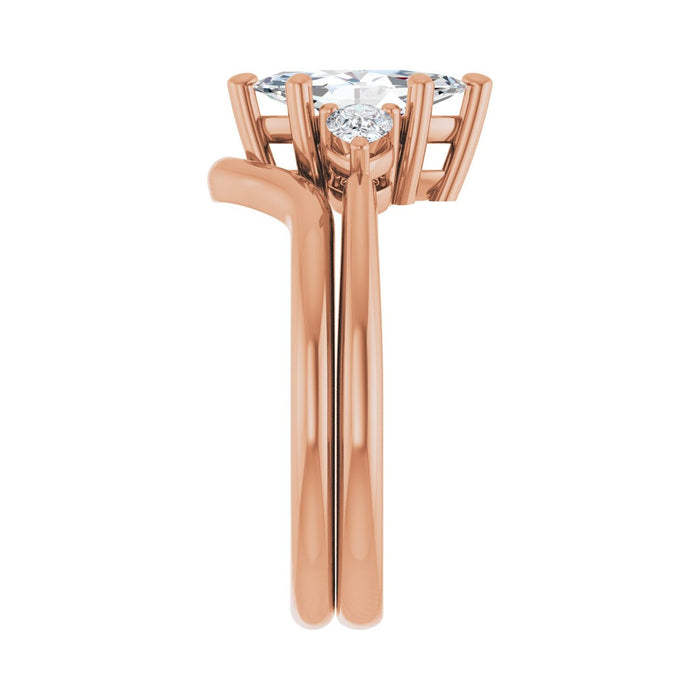 14K Rose Gold 10 x 5 mm Marquise 1/4 CTW Lab-Grown Diamond Semi-Set Engagement Ring