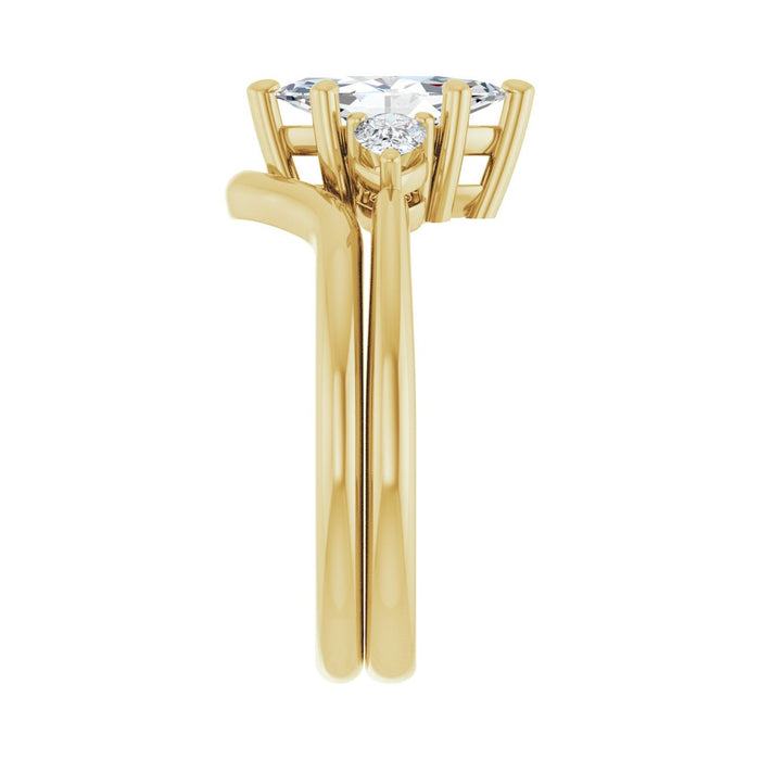 14K Yellow Gold 10 x 5 mm Marquise 1/4 CTW Lab-Grown Diamond Semi-Set Engagement Ring