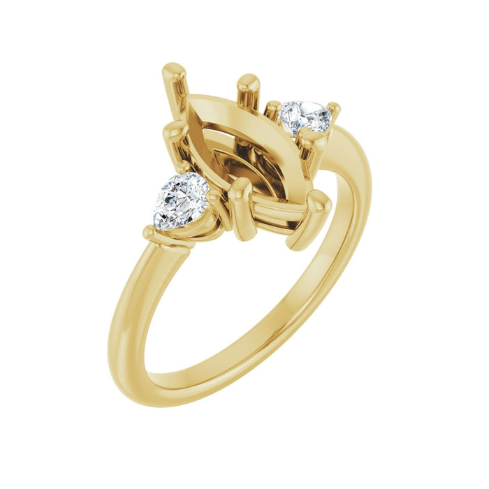 14K Yellow Gold 12 x 6 mm Marquise 1/4 CTW Lab-Grown Diamond Semi-Set Engagement Ring