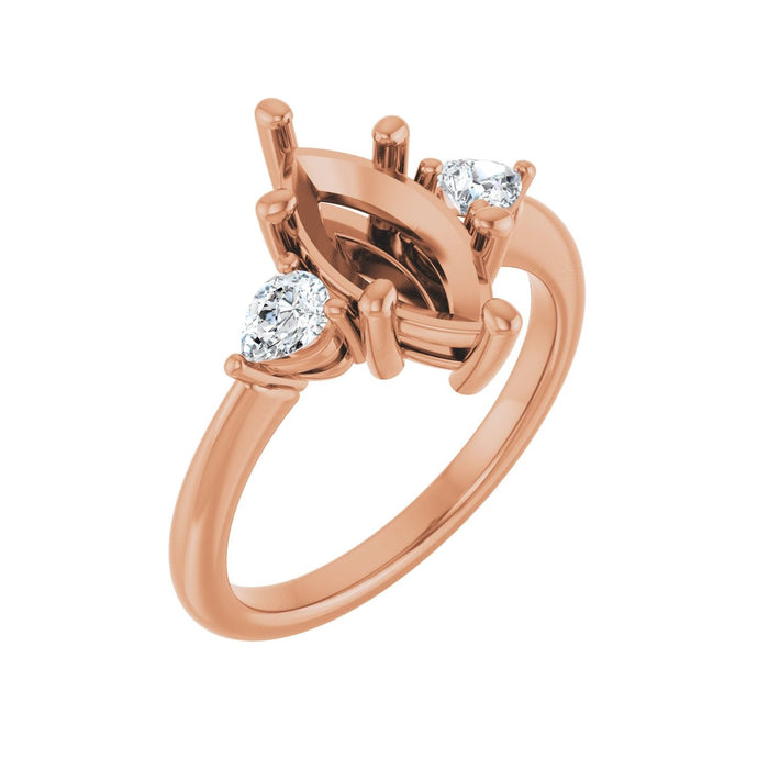 14K Rose Gold 12 x 6 mm Marquise 1/4 CTW Lab-Grown Diamond Semi-Set Engagement Ring