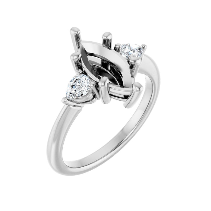 Platinum 12 x 6 mm Marquise 1/4 CTW Lab-Grown Diamond Semi-Set Engagement Ring