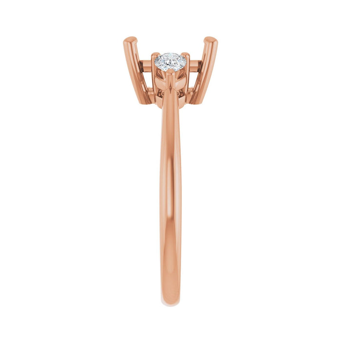 14K Rose Gold 8 x 6 mm Emerald 1/4 CTW Lab-Grown Diamond Semi-Set Engagement Ring