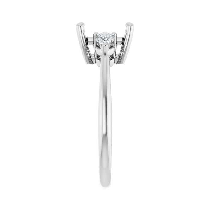 14K White Gold 8 x 6 mm Emerald 1/4 CTW Lab-Grown Diamond Semi-Set Engagement Ring