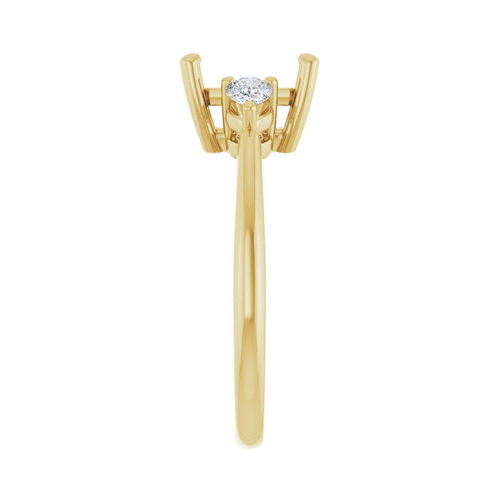 14K Yellow Gold 8 x 6 mm Emerald 1/4 CTW Lab-Grown Diamond Semi-Set Engagement Ring