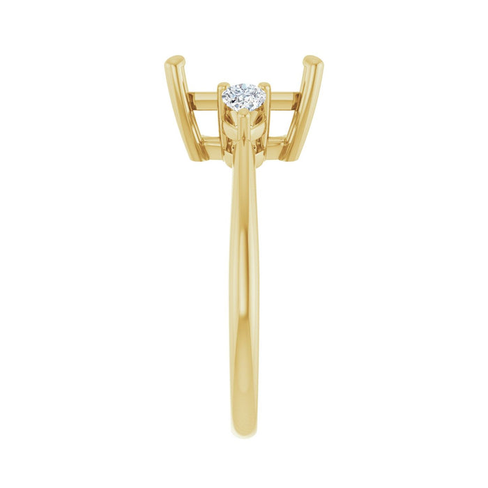 14K Yellow Gold 10 x 8 mm Emerald 1/4 CTW Lab-Grown Diamond Semi-Set Engagement Ring