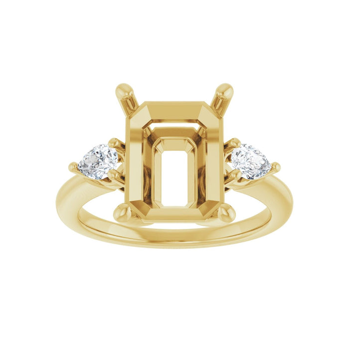 14K Yellow Gold 11 x 9 mm Emerald 1/4 CTW Lab-Grown Diamond Semi-Set Engagement Ring
