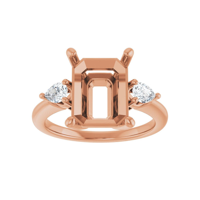 14K Rose Gold 11 x 9 mm Emerald 1/4 CTW Lab-Grown Diamond Semi-Set Engagement Ring
