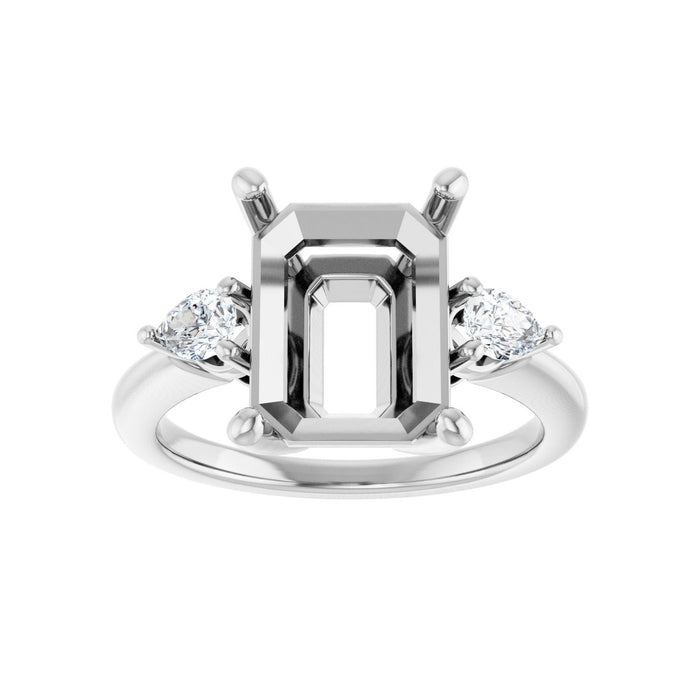 Platinum 11 x 9 mm Emerald 1/4 CTW Lab-Grown Diamond Semi-Set Engagement Ring