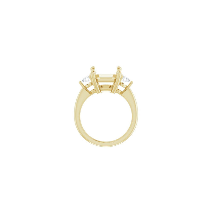 14K Yellow Gold 12 x 10 mm Emerald 1/4 CTW Lab-Grown Diamond Semi-Set Engagement Ring