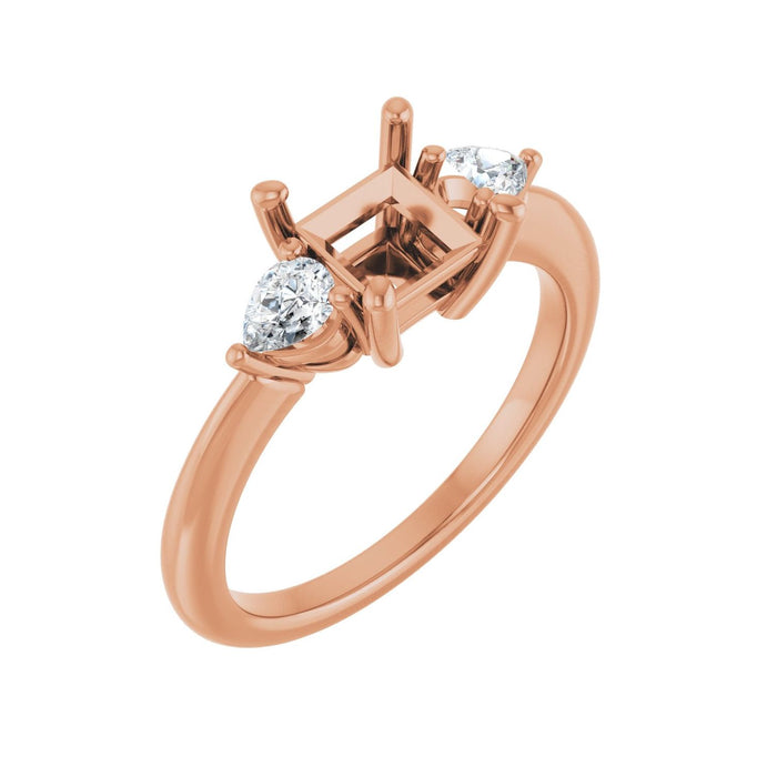 14K Rose Gold 5.5 x 5.5 mm Square 1/4 CTW Lab-Grown Diamond Semi-Set Engagement Ring