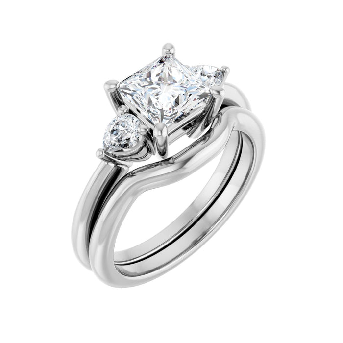 Platinum 6 x 6 mm Square 1/4 CTW Lab-Grown Diamond Semi-Set Engagement Ring