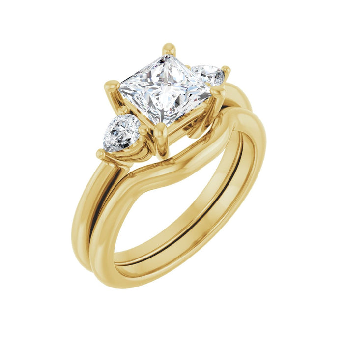 14K Yellow Gold 6 x 6 mm Square 1/4 CTW Lab-Grown Diamond Semi-Set Engagement Ring