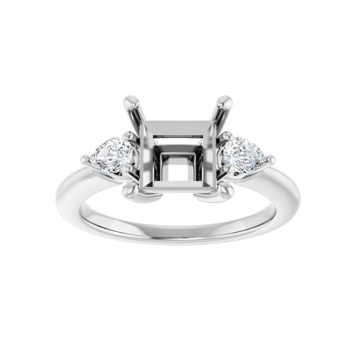 14K White Gold 7 x 7 mm Square 1/4 CTW Lab-Grown Diamond Semi-Set Engagement Ring