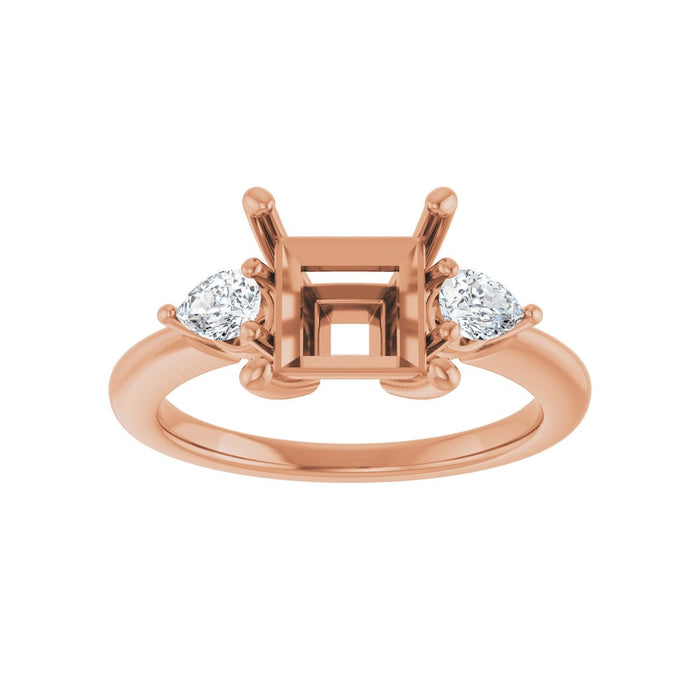 14K Rose Gold 7 x 7 mm Square 1/4 CTW Lab-Grown Diamond Semi-Set Engagement Ring
