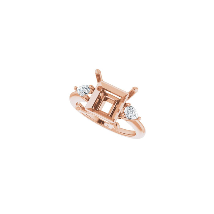 14K Rose Gold 9 x 9 mm Square 1/4 CTW Lab-Grown Diamond Semi-Set Engagement Ring