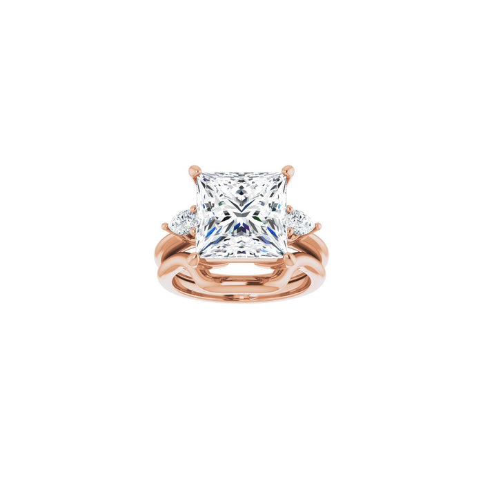 14K Rose Gold 10 x 10 mm Square 1/4 CTW Lab-Grown Diamond Semi-Set Engagement Ring