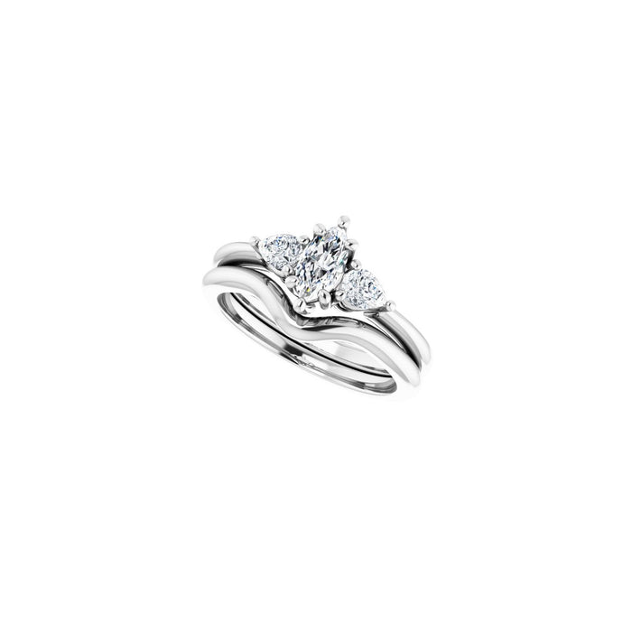 Platinum 7 x 3.5 mm Marquise 1/4 CTW Lab-Grown Diamond Semi-Set Engagement Ring