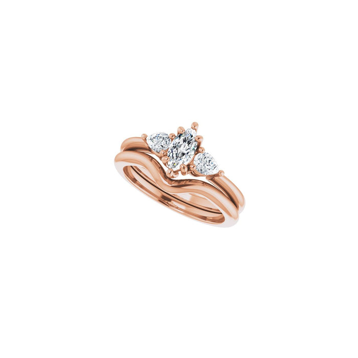 14K Rose Gold 7 x 3.5 mm Marquise 1/4 CTW Lab-Grown Diamond Semi-Set Engagement Ring