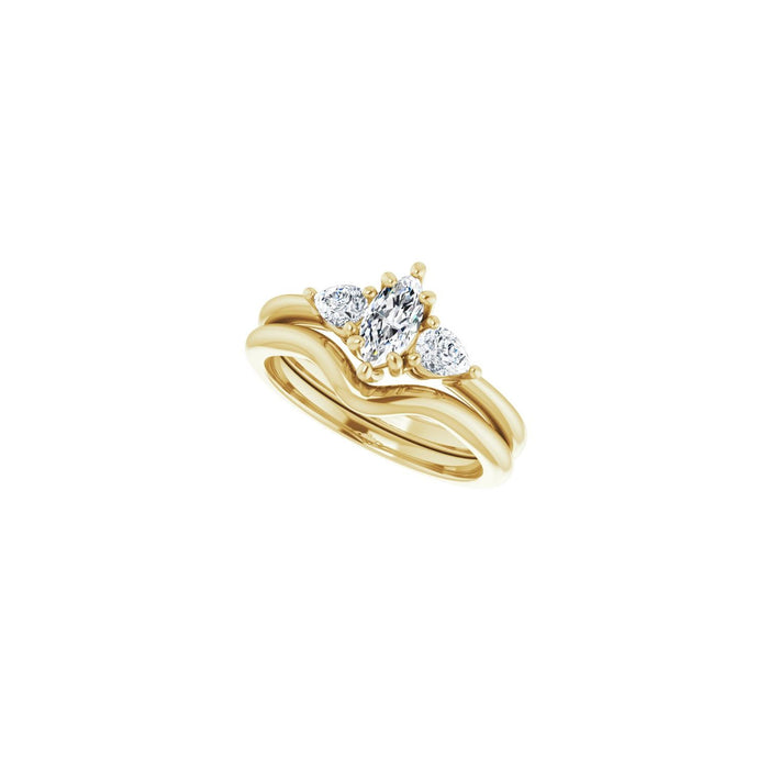 14K Yellow Gold 7 x 3.5 mm Marquise 1/4 CTW Lab-Grown Diamond Semi-Set Engagement Ring