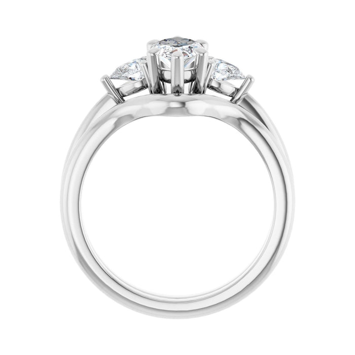 14K White Gold 10 x 5 mm Marquise 1/4 CTW Lab-Grown Diamond Semi-Set Engagement Ring