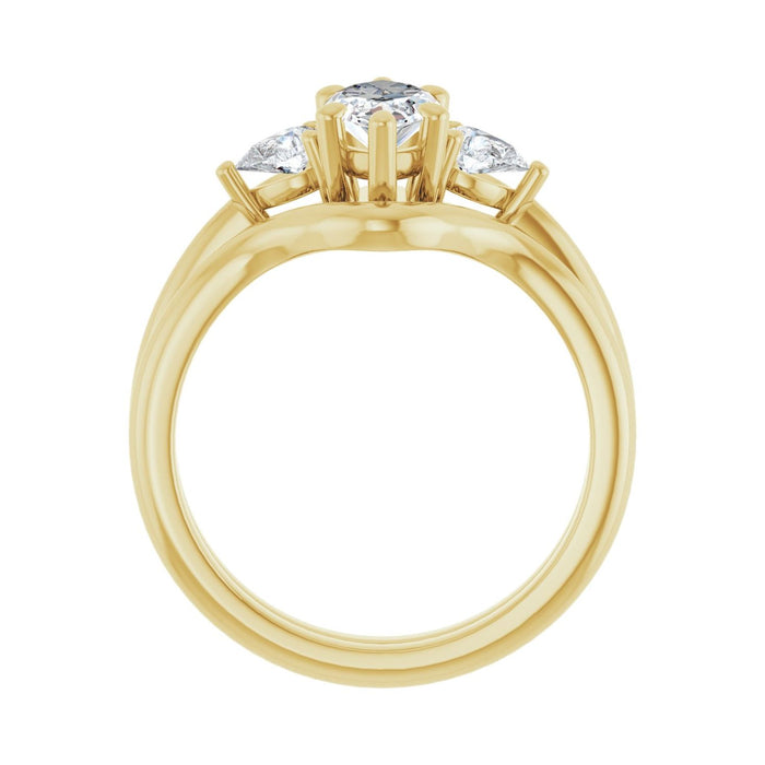 14K Yellow Gold 10 x 5 mm Marquise 1/4 CTW Lab-Grown Diamond Semi-Set Engagement Ring
