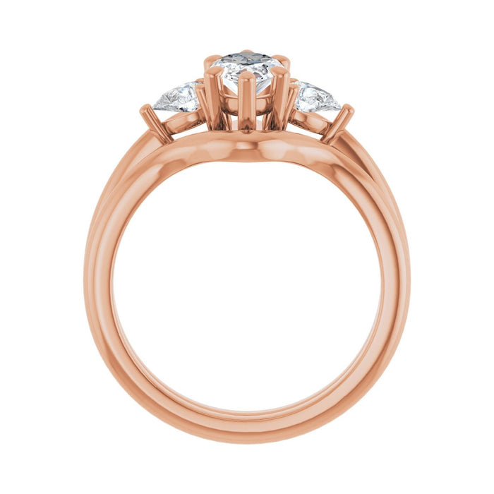 14K Rose Gold 10 x 5 mm Marquise 1/4 CTW Lab-Grown Diamond Semi-Set Engagement Ring