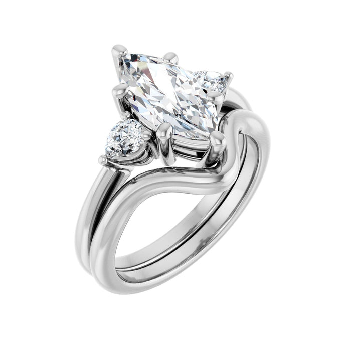 Platinum 12 x 6 mm Marquise 1/4 CTW Lab-Grown Diamond Semi-Set Engagement Ring