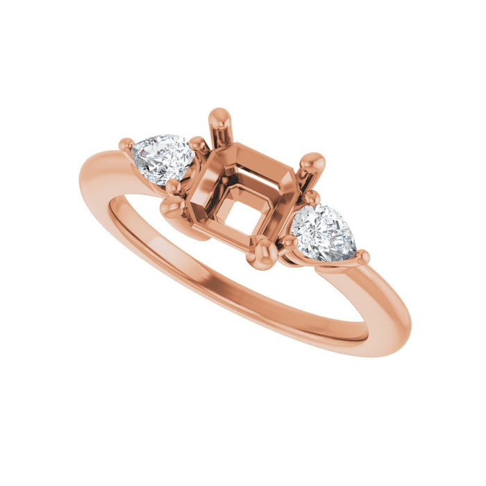 14K Rose Gold 6 x 6 mm Asscher 1/4 CTW Lab-Grown Diamond Semi-Set Engagement Ring