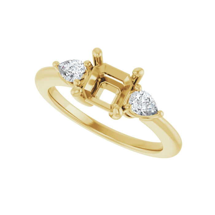 14K Yellow Gold 6 x 6 mm Asscher 1/4 CTW Lab-Grown Diamond Semi-Set Engagement Ring