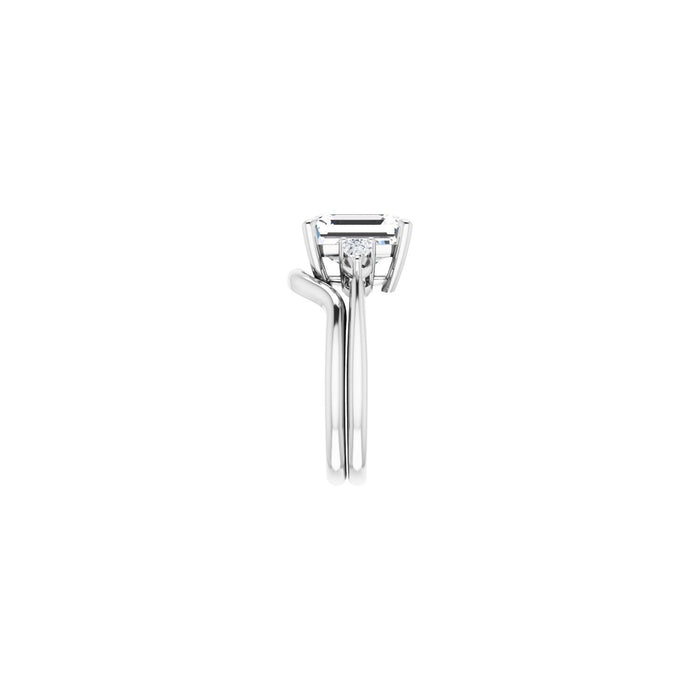 Platinum 10 x 8 mm Emerald 1/4 CTW Lab-Grown Diamond Semi-Set Engagement Ring