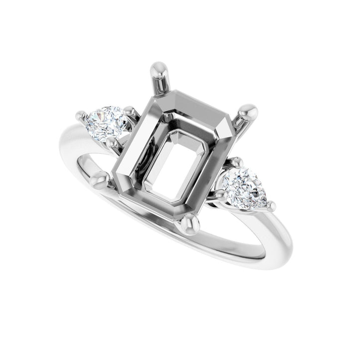 Platinum 10 x 8 mm Emerald 1/4 CTW Lab-Grown Diamond Semi-Set Engagement Ring