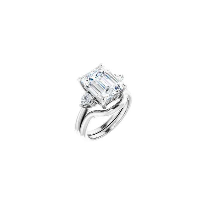 Platinum 11 x 9 mm Emerald 1/4 CTW Lab-Grown Diamond Semi-Set Engagement Ring