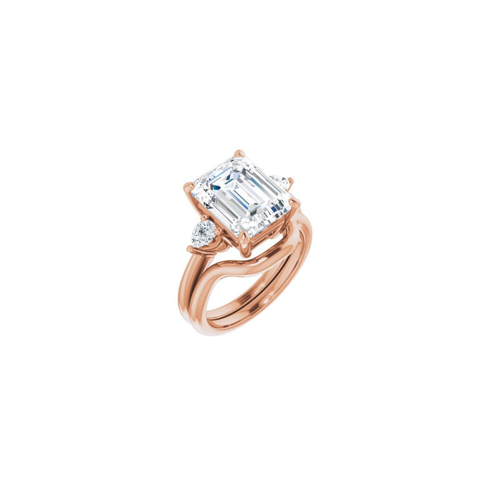 14K Rose Gold 11 x 9 mm Emerald 1/4 CTW Lab-Grown Diamond Semi-Set Engagement Ring