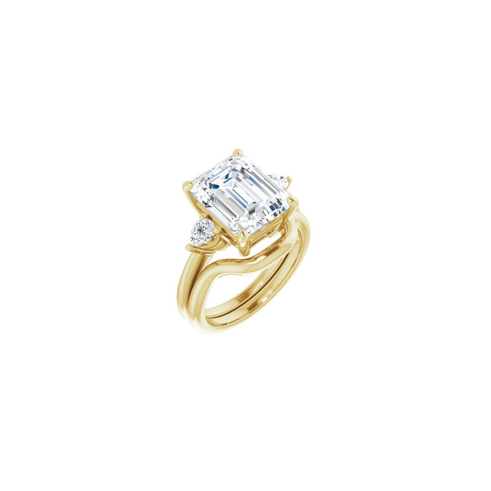 14K Yellow Gold 11 x 9 mm Emerald 1/4 CTW Lab-Grown Diamond Semi-Set Engagement Ring