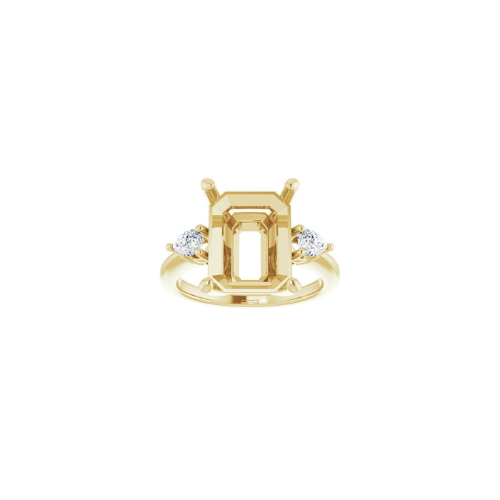 14K Yellow Gold 12 x 10 mm Emerald 1/4 CTW Lab-Grown Diamond Semi-Set Engagement Ring