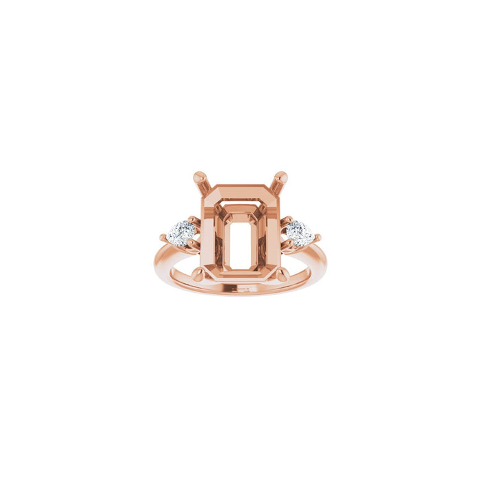 14K Rose Gold 12 x 10 mm Emerald 1/4 CTW Lab-Grown Diamond Semi-Set Engagement Ring