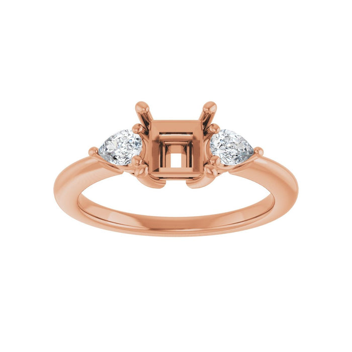 14K Rose Gold 5 x 5 mm Square 1/4 CTW Lab-Grown Diamond Semi-Set Engagement Ring