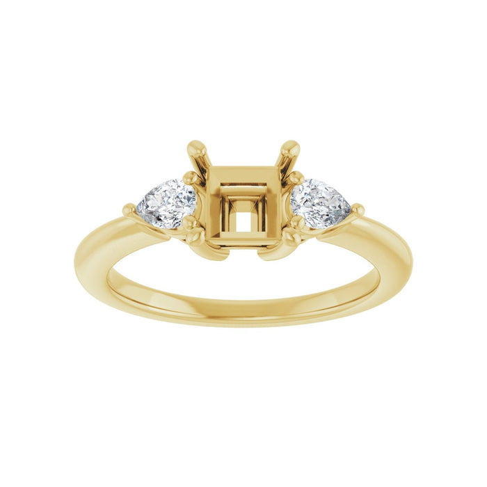 14K Yellow Gold 5 x 5 mm Square 1/4 CTW Lab-Grown Diamond Semi-Set Engagement Ring