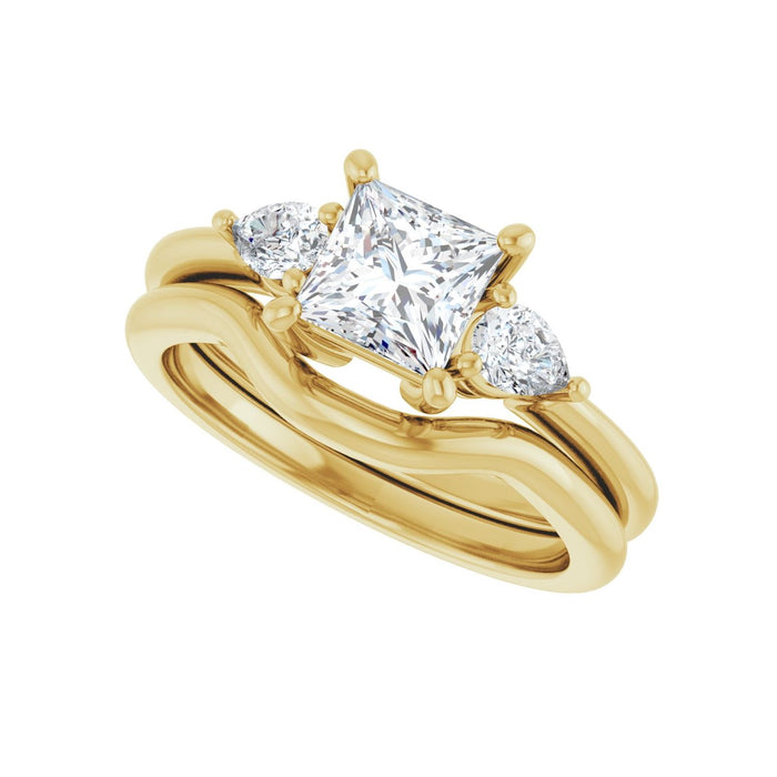 14K Yellow Gold 5.5 x 5.5 mm Square 1/4 CTW Lab-Grown Diamond Semi-Set Engagement Ring