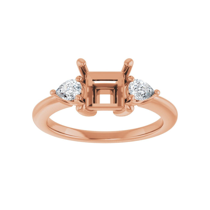 14K Rose Gold 6 x 6 mm Square 1/4 CTW Lab-Grown Diamond Semi-Set Engagement Ring