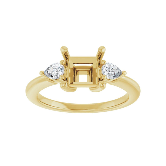 14K Yellow Gold 6 x 6 mm Square 1/4 CTW Lab-Grown Diamond Semi-Set Engagement Ring