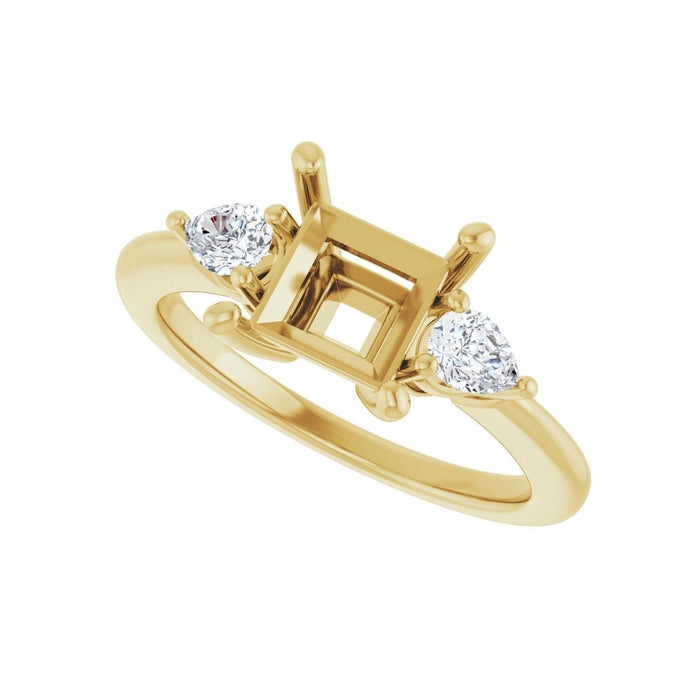 14K Yellow Gold 6.5 x 6.5 mm Square 1/4 CTW Lab-Grown Diamond Semi-Set Engagement Ring
